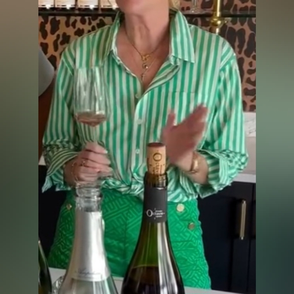 Olivaceous. Green/ White Striped Short Sleeve ,Button Down Shirt,Size Medium. - Picture 11 of 12